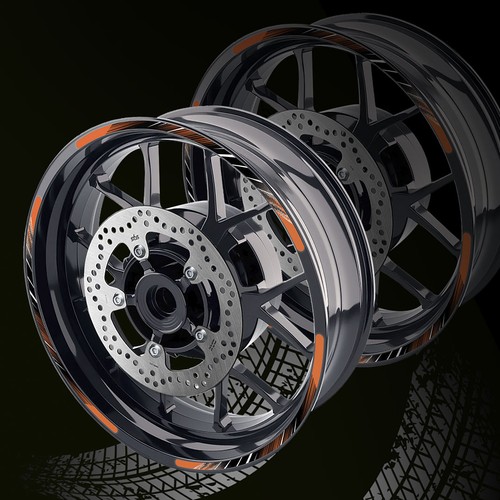 Orange rim wheel sticker - rim,