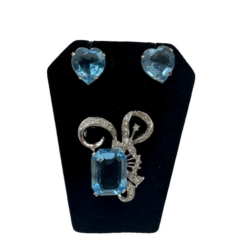 Vntg set earrings brooch made - set,
