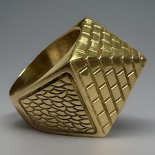 HEAVY Gents 9ct Yellow Gold 375 Vintage Pyramid Ring Size Z Hallmarked 375 12.6g