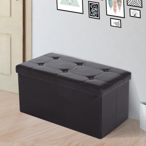 Faux leather ottoman storage - leather,