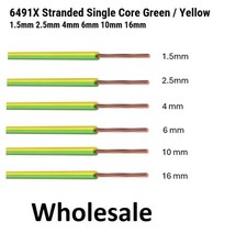 Earth Single Core Cable 6491X Blue , Green Yellow 1.5mm 2.5mm 4mm 6mm 10mm 16mm