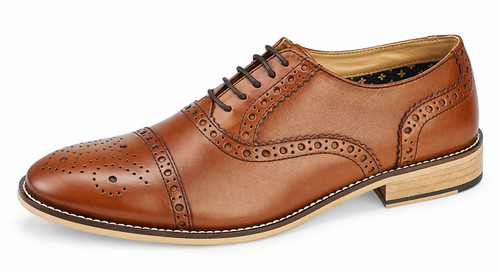 Mens tan leather oxford brogue - tan,