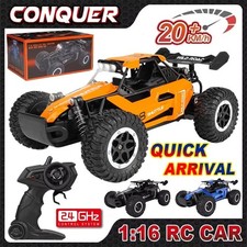 1:16 upto 80KM/H 50KM/H 4WD RC Car LED Remote Control High Speed 4X4 Truck 2 Bat
