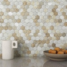 M MOFIT Hexagon Peel & Stick Backsplash Tiles Kitchen Self-Adhesive 10 Pk Beige