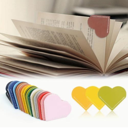 Faux leather heart bookmarks - 2,