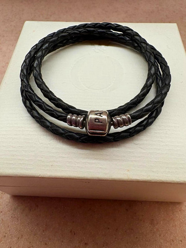 Black braided leather - leather, wrap