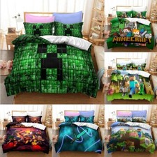 Minecraft Bedding Set 3Pcs Quilt Duvet Cover Dorm Single Double King Size Gift