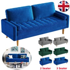 Modern Velvet Sofa Chair Loveseat Button Tufted Couch 2 3 Seater Home Office UK