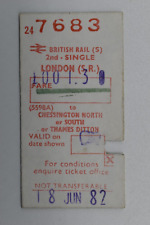 Railway Ticket London (SR) to Chessington North or South etc 2nd class #7683