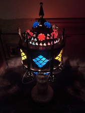 Turkish/Moroccan Jewelled Lamp with Alabaster Base (inc filament bulb)