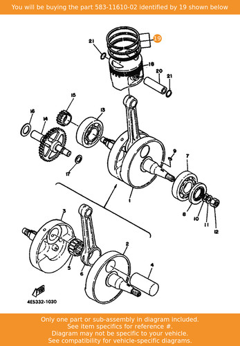 Yamaha piston ring set - piston,