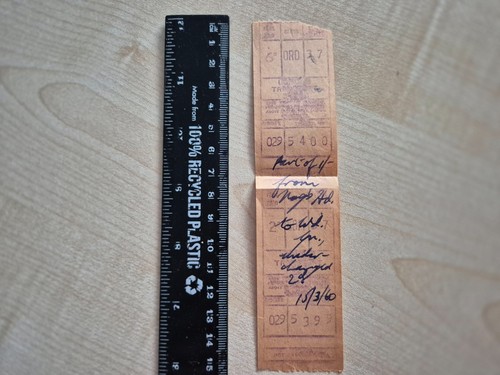 1960 vintage bus double ticket - bus,