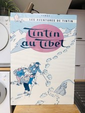 Vintage Tintin Poster ‘Tintin Au Tibet’ Hergé Cartoon Chang Snowy Clip Frame GC