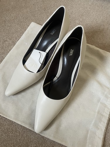 Zara white cream lesther - cream,