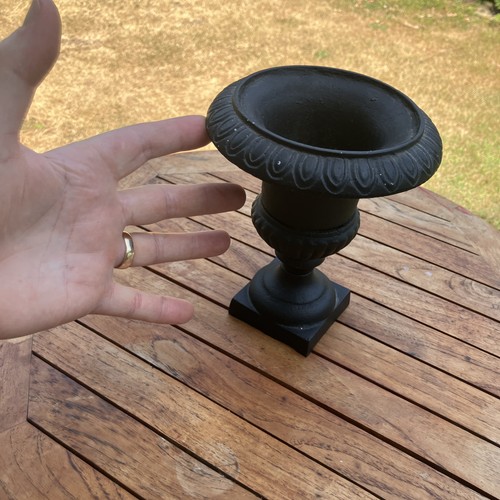 Small vintage cast iron urn - iron,