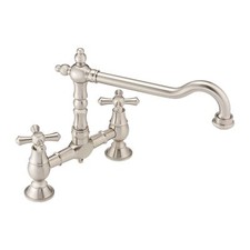 Kitchen Mixer Tap Crosshead Bridge Langley Faucet Brushed Nickel ENKI KT115