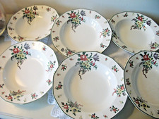 SIX VINTAGE ROYAL DOULTON OLD LEEDS SPRAYS SOUP PLATES / PASTA / DESSERTS etc