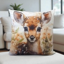 18" Cute Deer Flowers Throw / Scatter Complete Cushion Gift Birthday Present