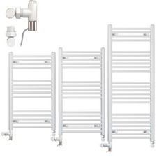 400 mm Wide Dual Fuel White Towel Rail Radiator Incl Valves + Standard Element
