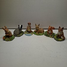 Set of 6 Miniature Woodland Animal Figurines Vintage Ornaments Lovely Decoration