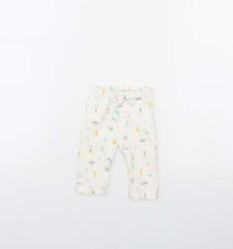 Bebe Bonito Girls White Spotted Cotton Blend  Trousers Size 0-3 Months