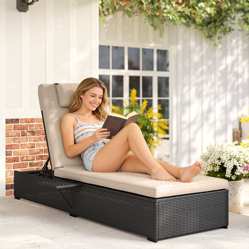 Rattan sun lounger - lounger, cushion