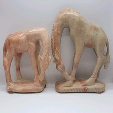 Hand-Carved Soapstone Large Giraffes Vintage Figurines 2x Giraffes Decor Africa