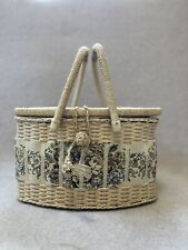 Vintage AZAR Tapestry Large Sewing Basket with Handles