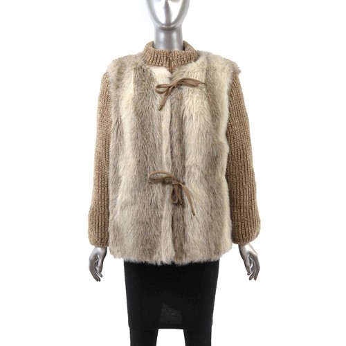 Brown faux fur jacket with - fur,