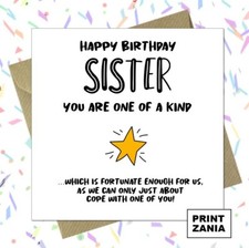 Sister Funny Birthday Card Big