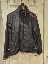 Mens Black Superdry Professional Windcheater Jacket Coat Size Large Red Writing