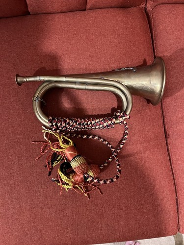 Military brass bugle with - military,