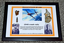 WW2 1940 Messerschmitt me-109 downed by SPITFIRE S/Ldr Kent crash RELIC DISPLAY