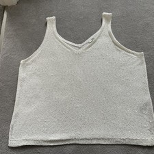 MARKS&SPENCER LADIES KNITTED SPARKLY VEST TOP SIZE XL IVORY CHRISTMAS/PARTY