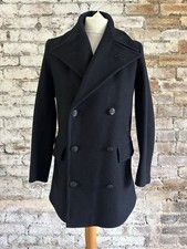 GPO Post Office Vintage 1940s Pea Coat Melton Wool Dark Navy Size 36” Chest