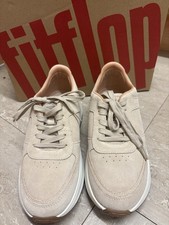 Fitflop UK 5 F Mode Suede Flatform Sneakers Trainers Beige Leather/ Suede