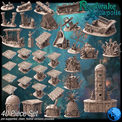 Sunken water city terrain set - water,