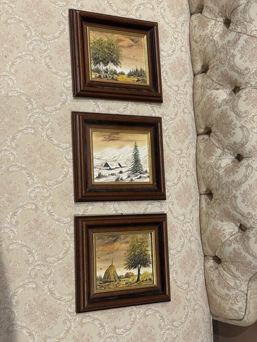 Set small paintings - 3, oil