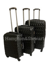 4 Wheel Spinner Black Suitcase Hard Shell Luggage Trolley Case Sizes 20" 24" 28"