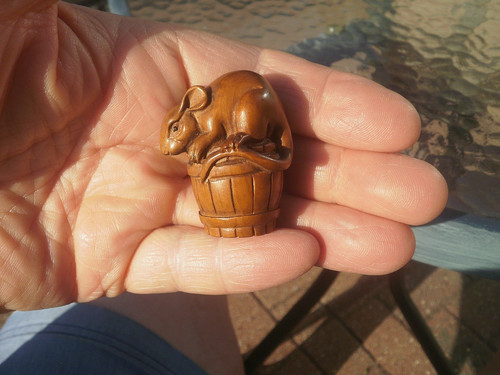 Hand carved wood - hand, mouse