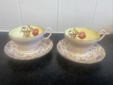 Foley Vintage Bone China Tea Cup and Saucer Set 2 Cups, 2 Saucers