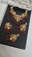 Maroon Gold Plated Necklace