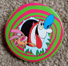 REN & STIMPY Pin Badge - Retro 1994 Nickelodeon Characters 5.5cm approx