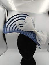 navy blue white bow straw