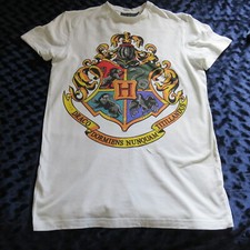 WARNER BROS HARRY POTTER HOGWARTS HOUSES GIANT CREST T.SHIRT UK 8  LOUNGE PJ TOP