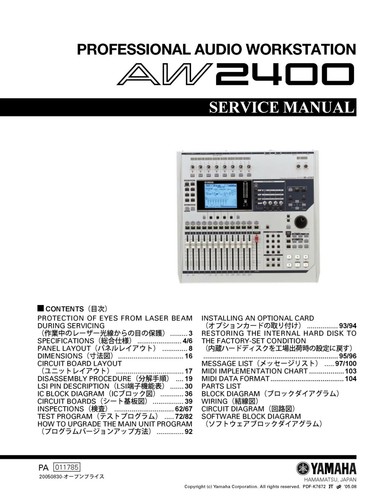 Service manual for - manual, aw