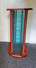 Swivel Rotating DVD Storage Tower Wooden Plastic Self Standing 59cm x 28cm