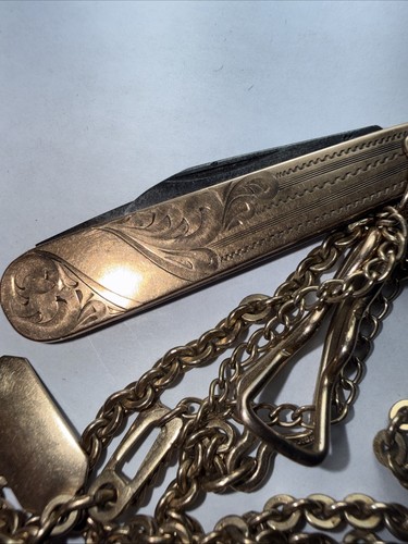 Swank watch fob chain - watch, knife