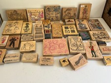 Vintage Bundle Lot Wooden Ink Rubber Stamps Penny Black Funstamps Anita's 37 Apx