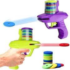 Foam Disc Launcher Handheld Shooter Outdoor Backyard Game Toy for Kids Gift